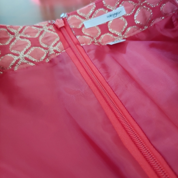 Halogen Coral Metallic Gold Brocade Skirt Size 8 - Picture 7 of 12